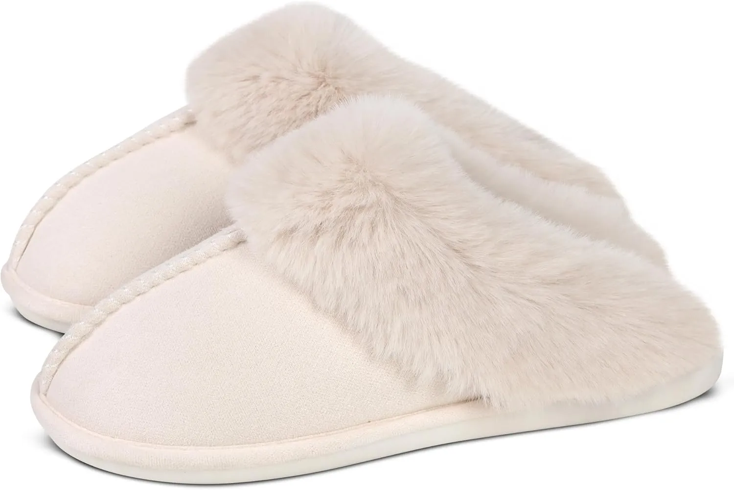 SNOWDROP Women's Memory Foam Slippers - Non-Slip Soft Warm Cozy Fluffy Fuzzy Faux Fur - Indoor Outdoor House Footwear