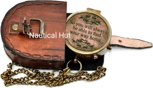 So You Will Always Be Able to Find Your Way Home Brass Antique Compass with Leather Case Romantic Gift for Your Love Valentine Gift Wedding Gift Special Couple Gift Compass