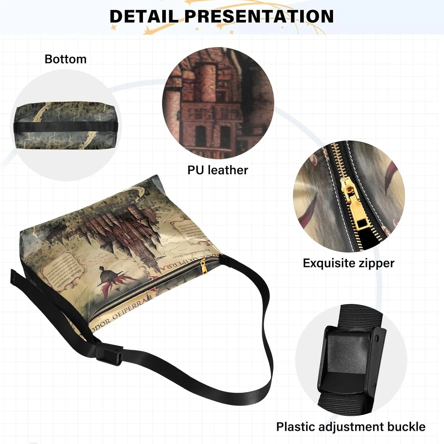 Space Large Leather Crossbody Bag, Shoulder Sling Bag for Men, Cross Body Leather Shoulder Bag