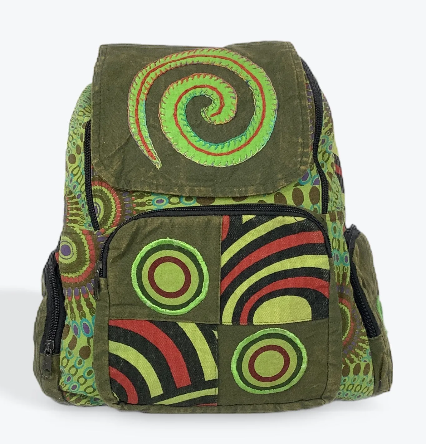 Spiral Stonewashed Patchwork Backpack