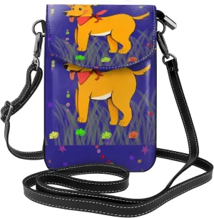 Spitting Tongue Cartoon Dog Crossbody Bag, Leather Crossbody Flap Mobile Phone Bag.* Fashion Tassel Wallet Designed For Women.