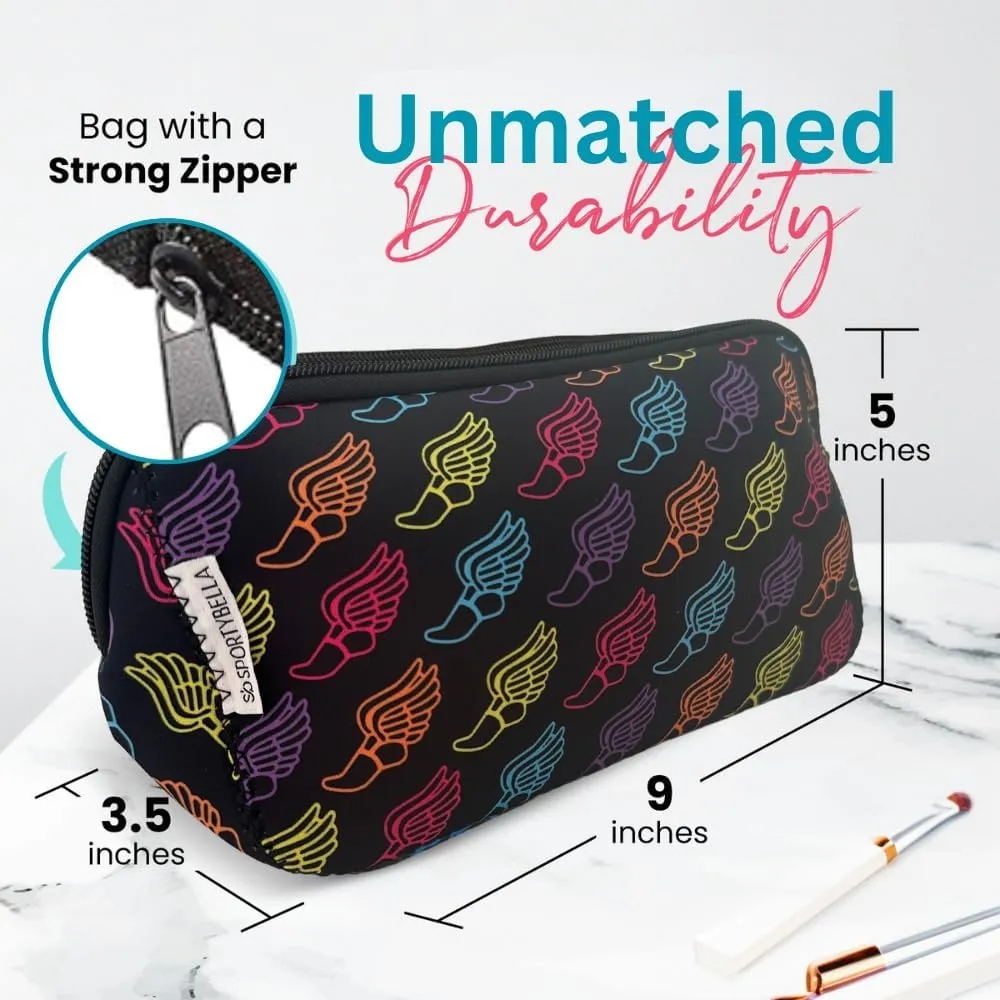 Sportybella Running Gifts For Women, Track & Field Cosmetic Bag, Runner Makeup Bag, Christmas & Birthday Gifts For Friend, Sister, Daughter, Teen, Travel Makeup, Track & Field Accessories
