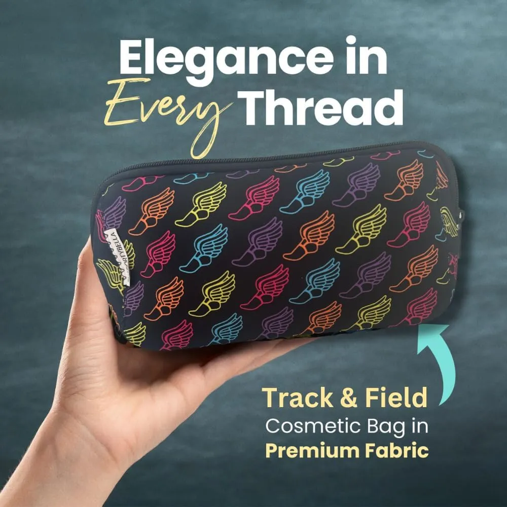Sportybella Running Gifts For Women, Track & Field Cosmetic Bag, Runner Makeup Bag, Christmas & Birthday Gifts For Friend, Sister, Daughter, Teen, Travel Makeup, Track & Field Accessories