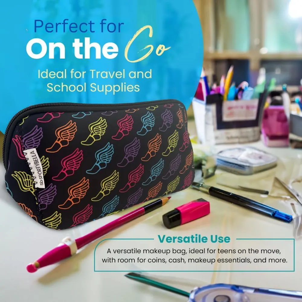 Sportybella Running Gifts For Women, Track & Field Cosmetic Bag, Runner Makeup Bag, Christmas & Birthday Gifts For Friend, Sister, Daughter, Teen, Travel Makeup, Track & Field Accessories