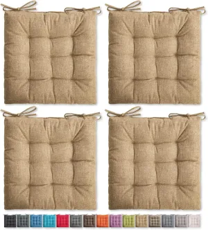 SQUARE MOON 4 Pack Chair Cushions, Seat Cushions, Chair Pads, Chair Mat for Indoor, Outdoor Dining Chair, Kitchen Chairs, Dining Room Chairs (16" × 16" × 4 Pack, Brown)