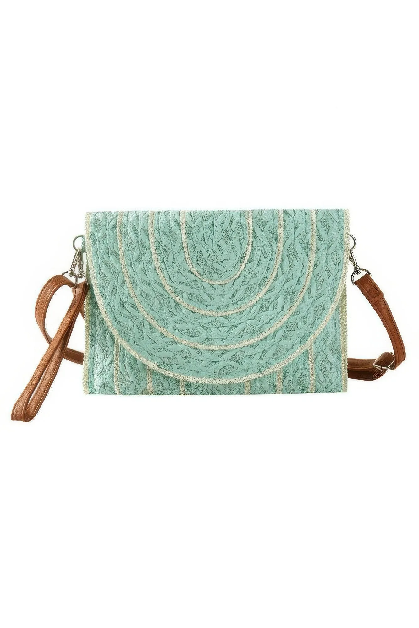 Stitch Detailed Straw Clutch & Crossbody Bag