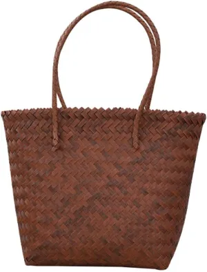 Straw Bag Summer Large Capacity Handmade Vintage Tote Bag Rattan Bamboo Tote Bucket Tote Bag For Women, One Color, One Size