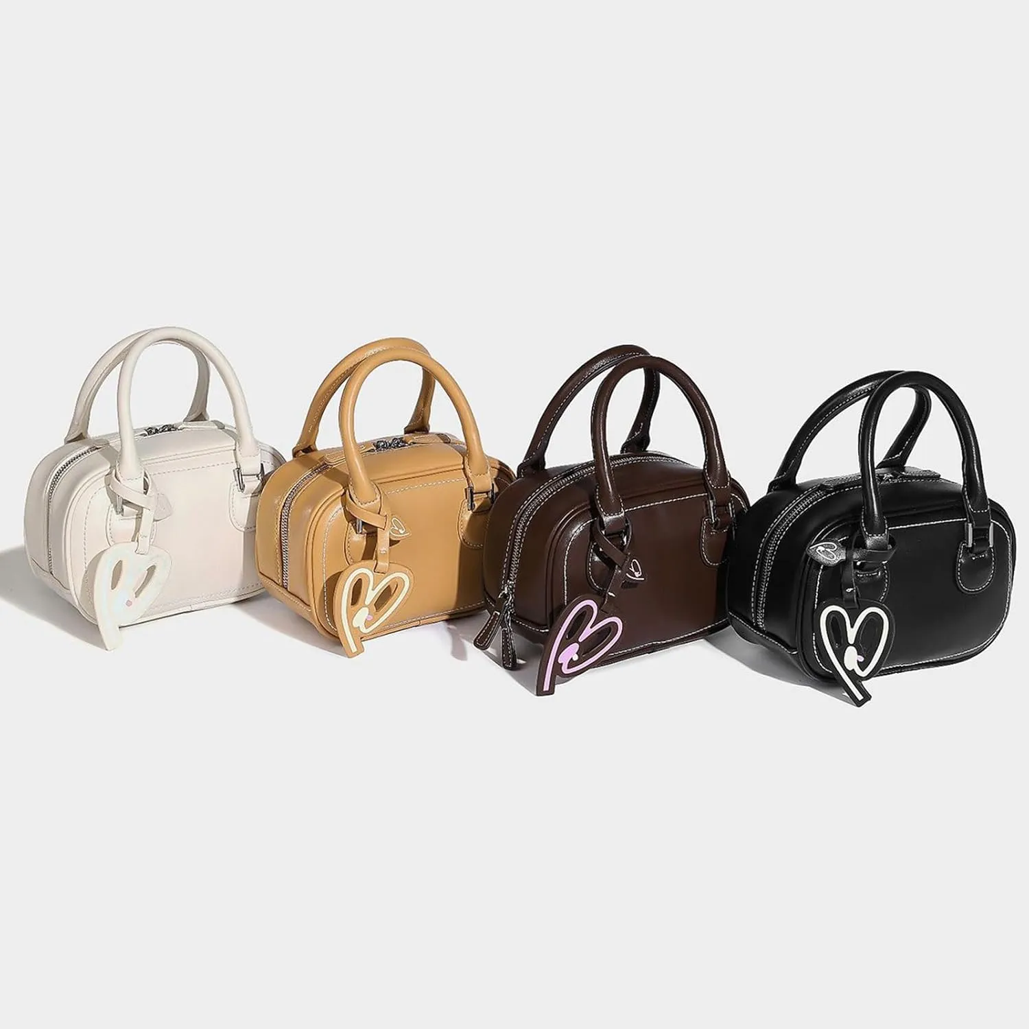 Stylish PU Leather Women's Bowling Bag - Fashionable Shoulder & Crossbody Handbag for Autumn/Winter Shopping