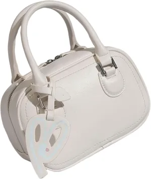 Stylish PU Leather Women's Bowling Bag - Fashionable Shoulder & Crossbody Handbag for Autumn/Winter Shopping