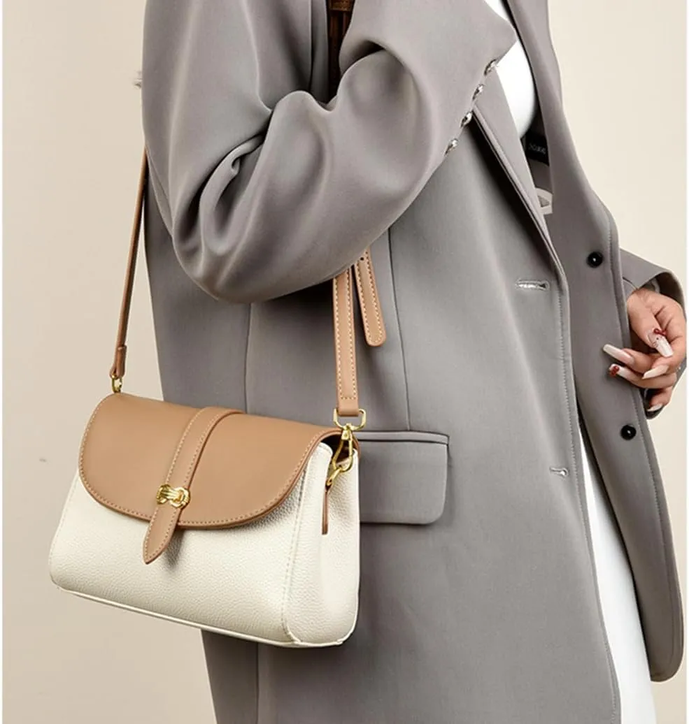 Stylish Small Crossbody Bag for Women - Leather Flap Purse & Handbag - Fashionable Shoulder Bag in Black