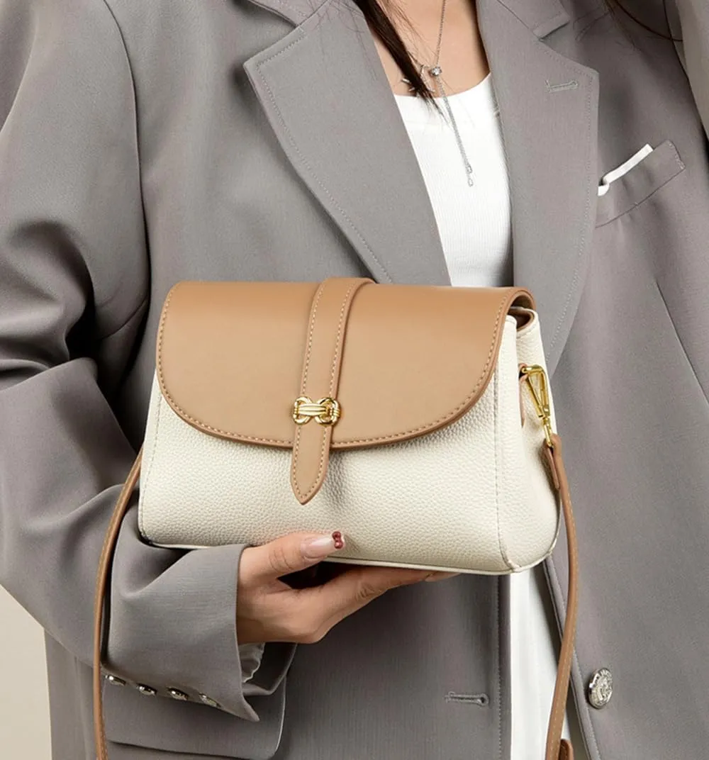 Stylish Small Crossbody Bag for Women - Leather Flap Purse & Handbag - Fashionable Shoulder Bag in Black