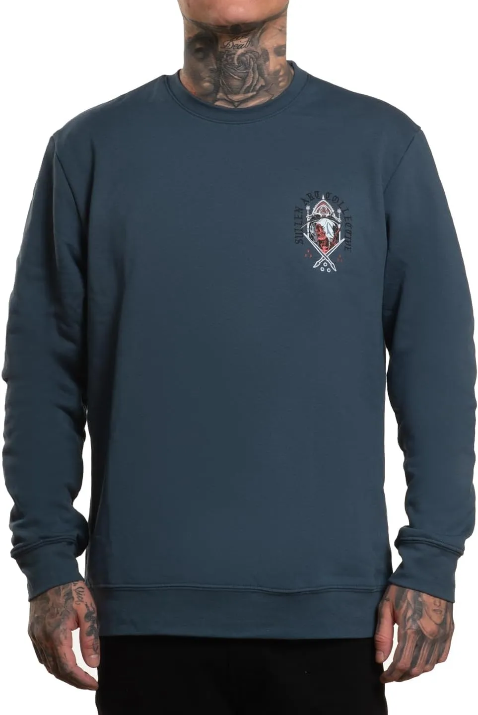 Sullen Men's Death Knocking Tattoo Lifestyle Graphic Long Sleeve Crew Neck Sweatshirt