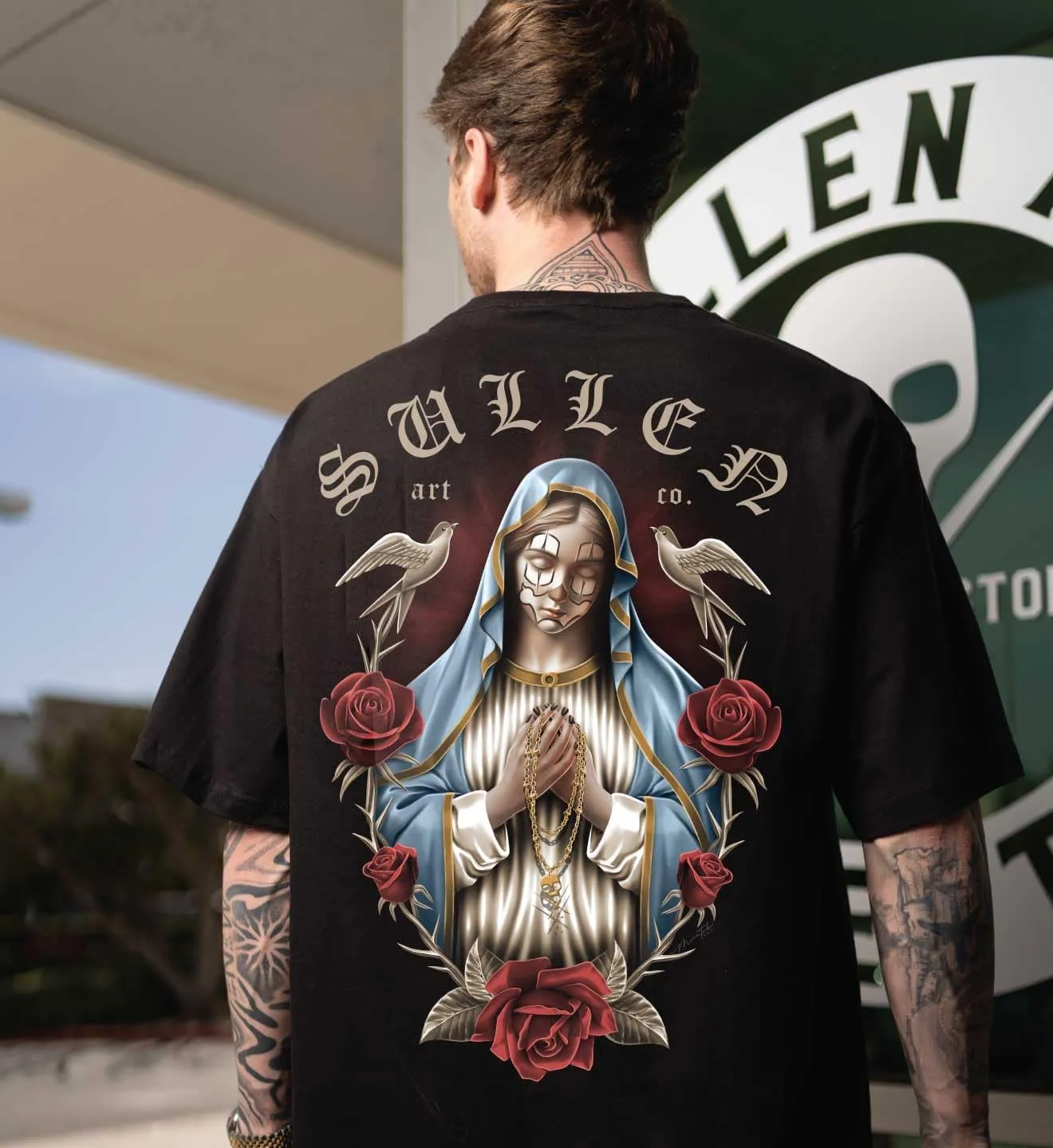 Sullen Men's Divinity Tattoo Lifestyle Graphic Artist Series Standard Short Sleeve Tee Black