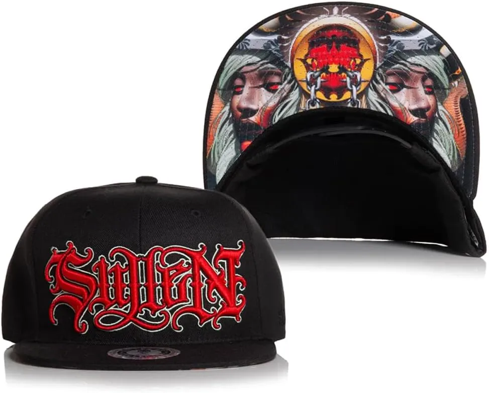 Sullen Men's Fade Gas Snapback Black Hat Flat Cap, Black/Red