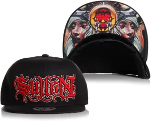 Sullen Men's Fade Gas Snapback Black Hat Flat Cap, Black/Red