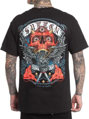 Sullen Men's Fast as Hell Hell on Wheels Capsule Tattoo Lifestyle Graphic Standard Short Sleeve Tee