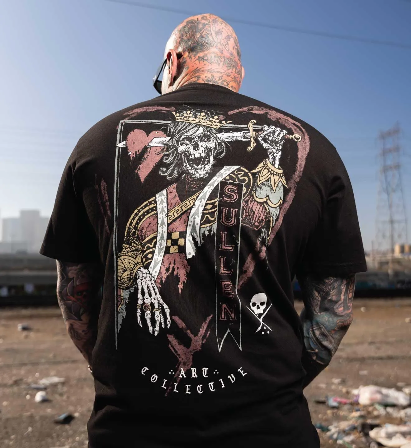 Sullen Men's King of Hearts Tattoo Lifestyle Graphic Stacked Deck Capsule Premium Short Sleeve Tee