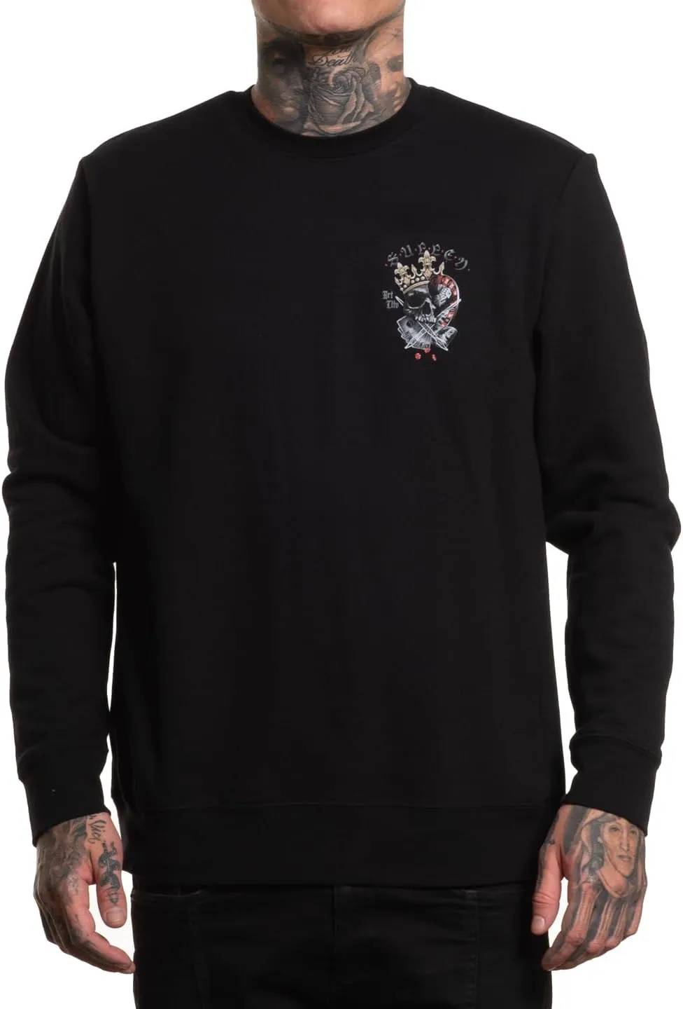 Sullen Men's Make Your Luck Tattoo Lifestyle Graphic Stacked Deck Capsule Long Sleeve Crew Sweatshirt