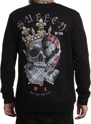 Sullen Men's Make Your Luck Tattoo Lifestyle Graphic Stacked Deck Capsule Long Sleeve Crew Sweatshirt