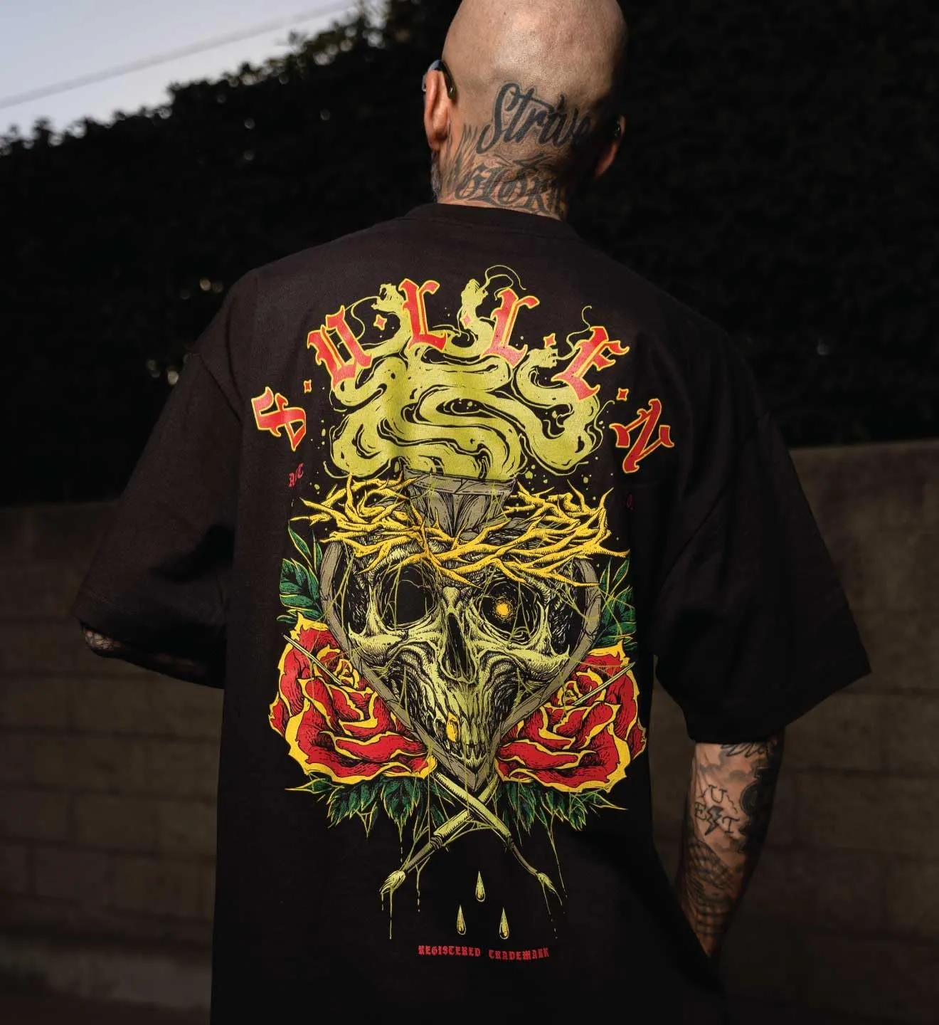 Sullen Men's Sanctified Tattoo Lifestyle Graphic Standard Short Sleeve Tee Black