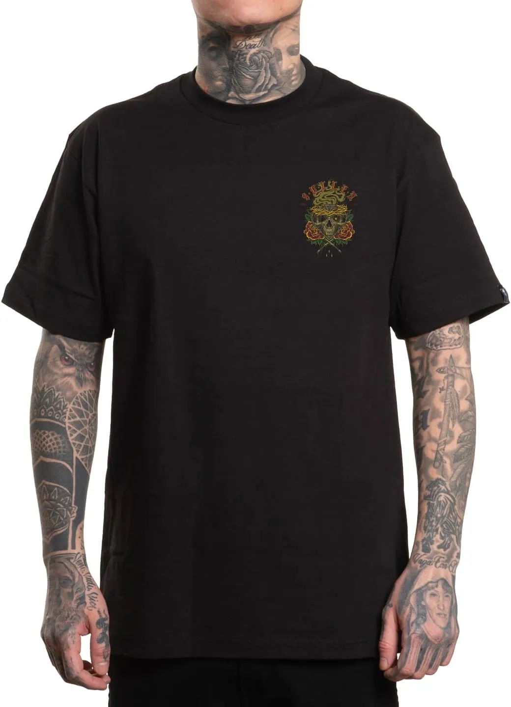 Sullen Men's Sanctified Tattoo Lifestyle Graphic Standard Short Sleeve Tee Black
