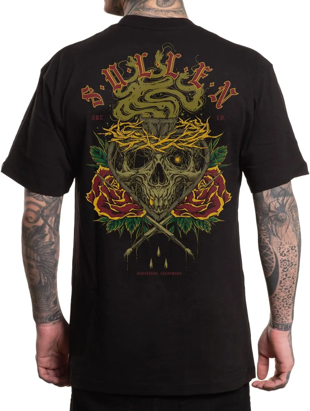 Sullen Men's Sanctified Tattoo Lifestyle Graphic Standard Short Sleeve Tee Black