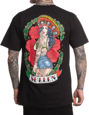 Sullen Men's Sombrero Chica Cinco De Mayo Capsule Tattoo Lifestyle Graphic Standard Short Sleeve Tee Black