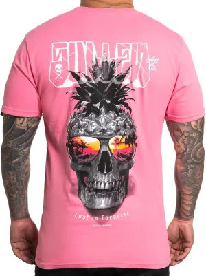 Sullen Pineapple Paradise Tattoo Lifestyle Graphic Short Sleeve Premium Tee Pink