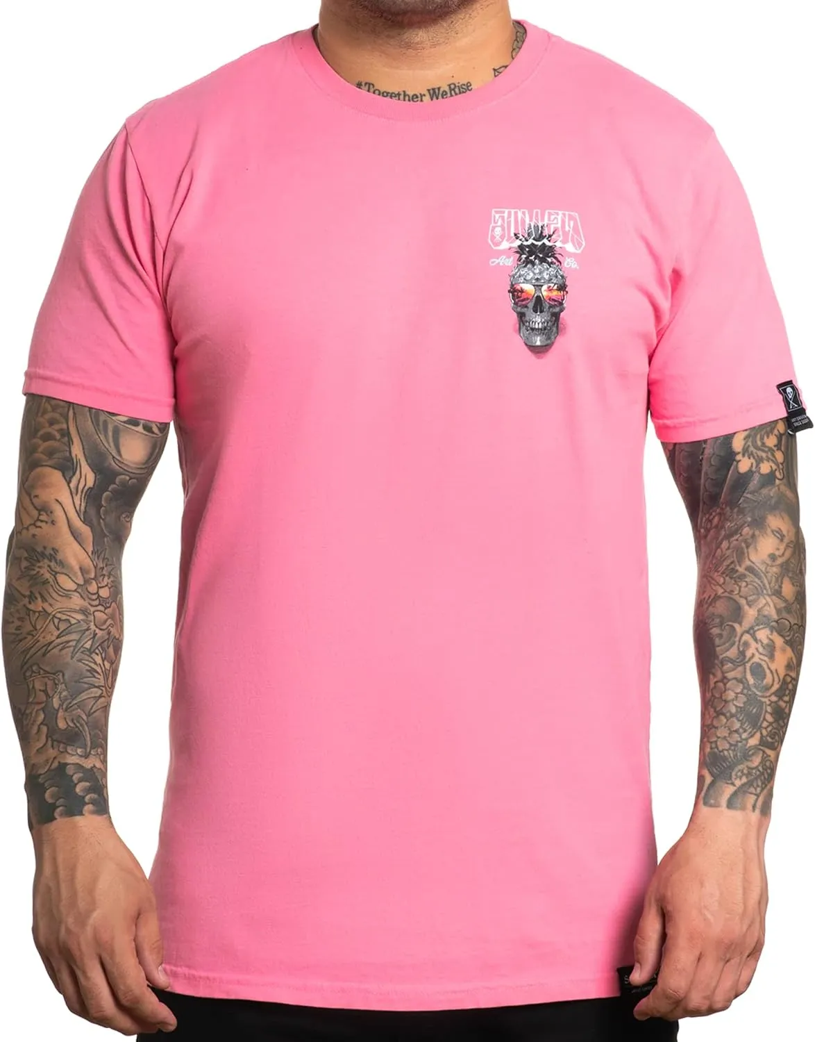 Sullen Pineapple Paradise Tattoo Lifestyle Graphic Short Sleeve Premium Tee Pink