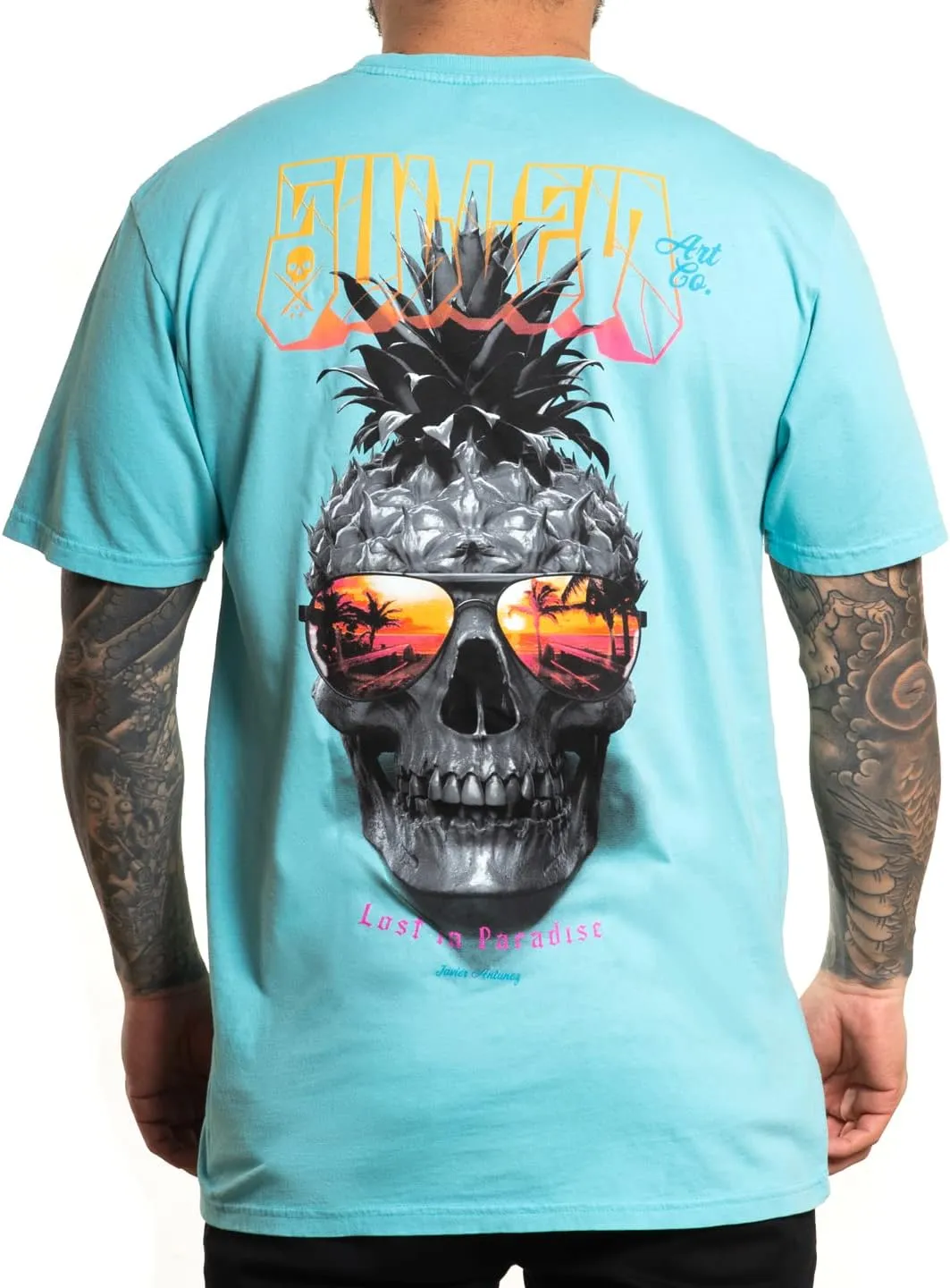 Sullen Pineapple Paradise Tattoo Lifestyle Graphic Short Sleeve Premium Tee Pink