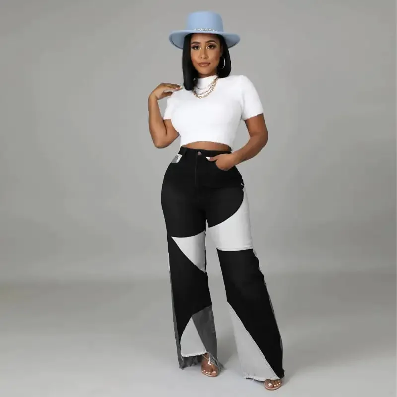 Summer New Women's Patchwork Denim Pants