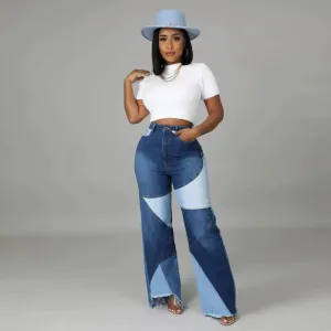 Summer New Women's Patchwork Denim Pants