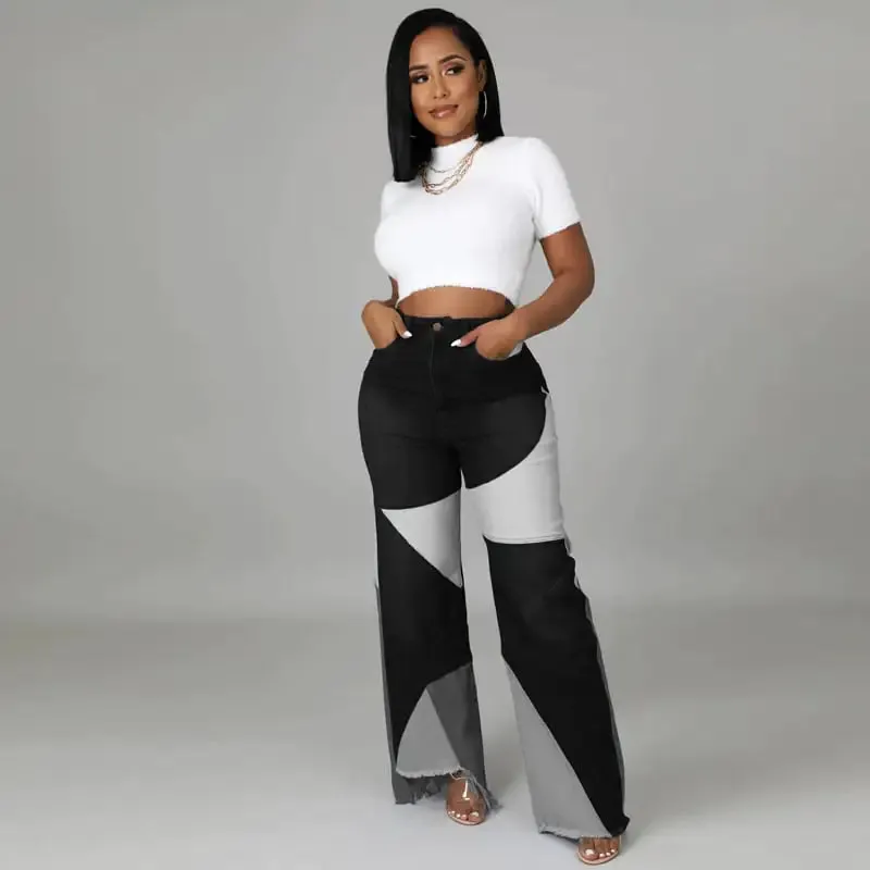 Summer New Women's Patchwork Denim Pants