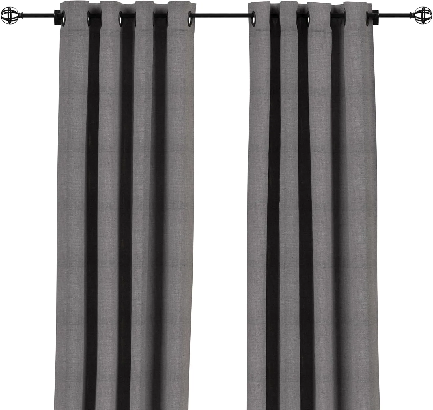 Sunbrella Cast Slate Outdoor Curtain with Dark Gunmetal Grommets 50 in. Wide x 96 in. Long