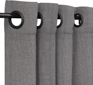 Sunbrella Cast Slate Outdoor Curtain with Dark Gunmetal Grommets 50 in. Wide x 96 in. Long