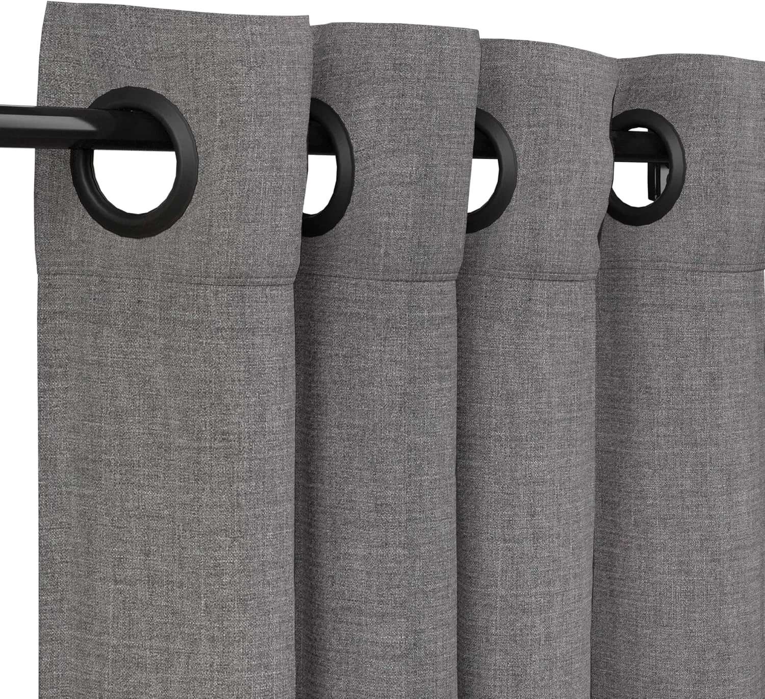 Sunbrella Cast Slate Outdoor Curtain with Dark Gunmetal Grommets 50 in. Wide x 96 in. Long