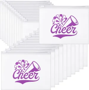 Sunnyray 60 Pcs Cheer Gifts Bulk Cosmetic Makeup Bags for Cheerleader Sport Team Inspirational EVA Bag Women Makeup Toiletry Bags Pouch with Zipper(Purple)