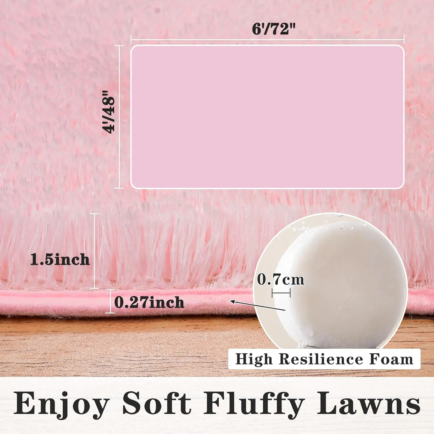 Super Fluffy Rug for Bedroom, Modern Shag Pink Area Rugs, Soft and Cozy Plush Carpet for Kids,Girls Boys and Teens Decorations for Living Room Dorm Nursery Classroom, 4x6 Feet