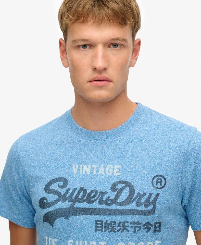 Superdry Men's Vintage Logo Classic Relaxed T-Shirt, Fresh Blue Grit