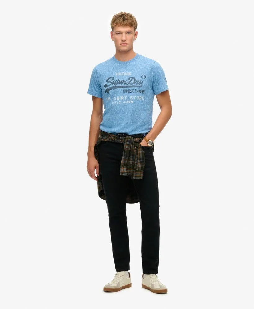 Superdry Men's Vintage Logo Classic Relaxed T-Shirt, Fresh Blue Grit