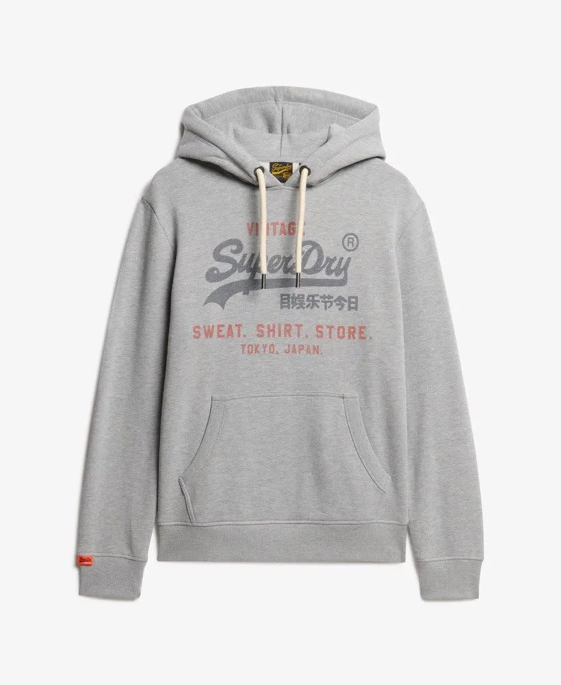 Superdry Men's Vintage Logo Heritage Relaxed Pullover Hoodie, College Grey Marl