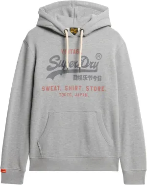 Superdry Men's Vintage Logo Heritage Relaxed Pullover Hoodie, College Grey Marl