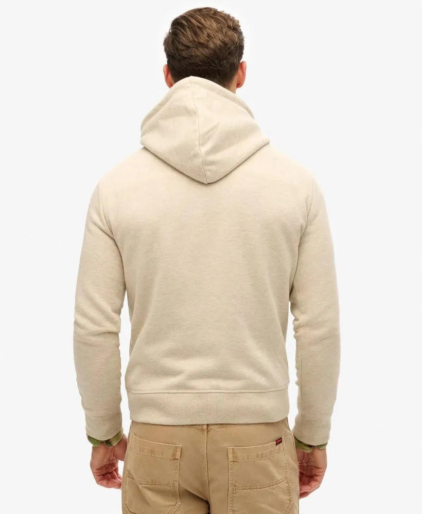 Superdry Men's Vintage Logo Heritage Relaxed Pullover Hoodie, Pelican Beige Marl