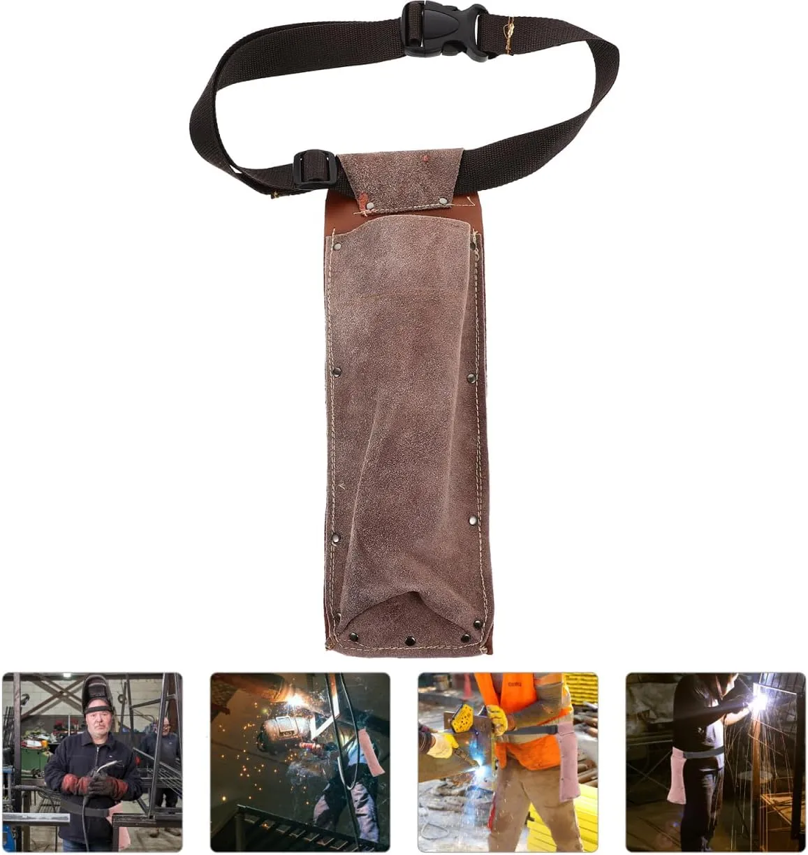 SUPVOX Leather Welding Rod Bag - Pu Leather Holder, Brown Welding Tools Storage Bag with Multiple Compartments for Welders, Home Use, and Workshops