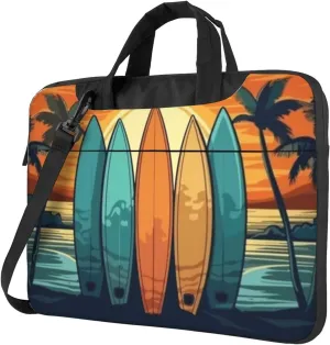 Surfboards In Tropical Landscape Durable 13-15.6 Inch Laptop Bag For Man And Women, Computer Messenger Bag, Trendy Shoulder Strap Design