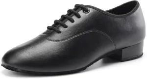 SWDZM Men Latin Dance Shoes Leather Lace-up Salsa Tango Ballroom Modern Professional Performance Practice Dance Shoes,Model 707B