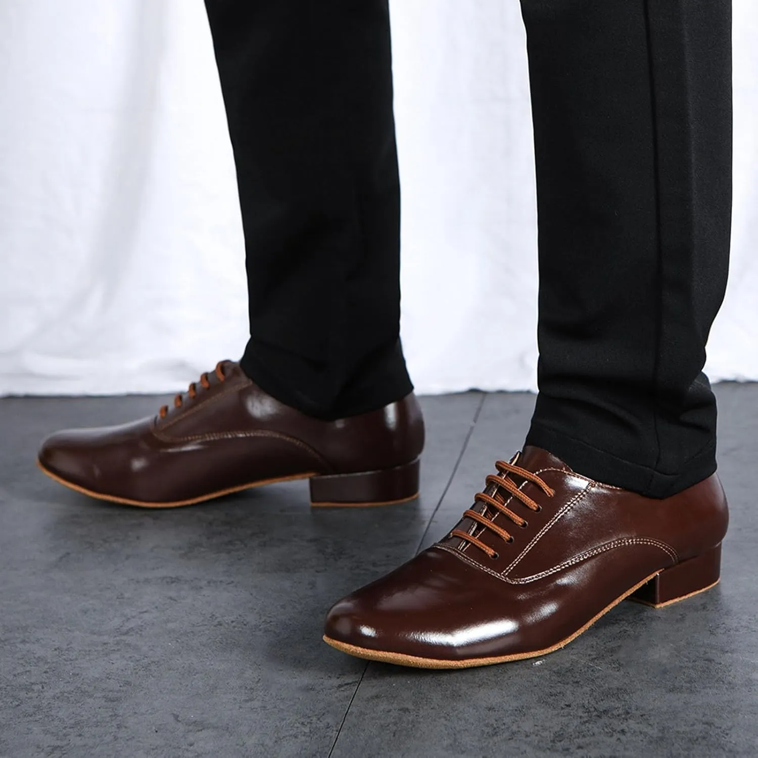 SWDZM Men's Leather Dance Shoes Standard Latin Ballroom Tango Modern Professional Practice Dance Shoes