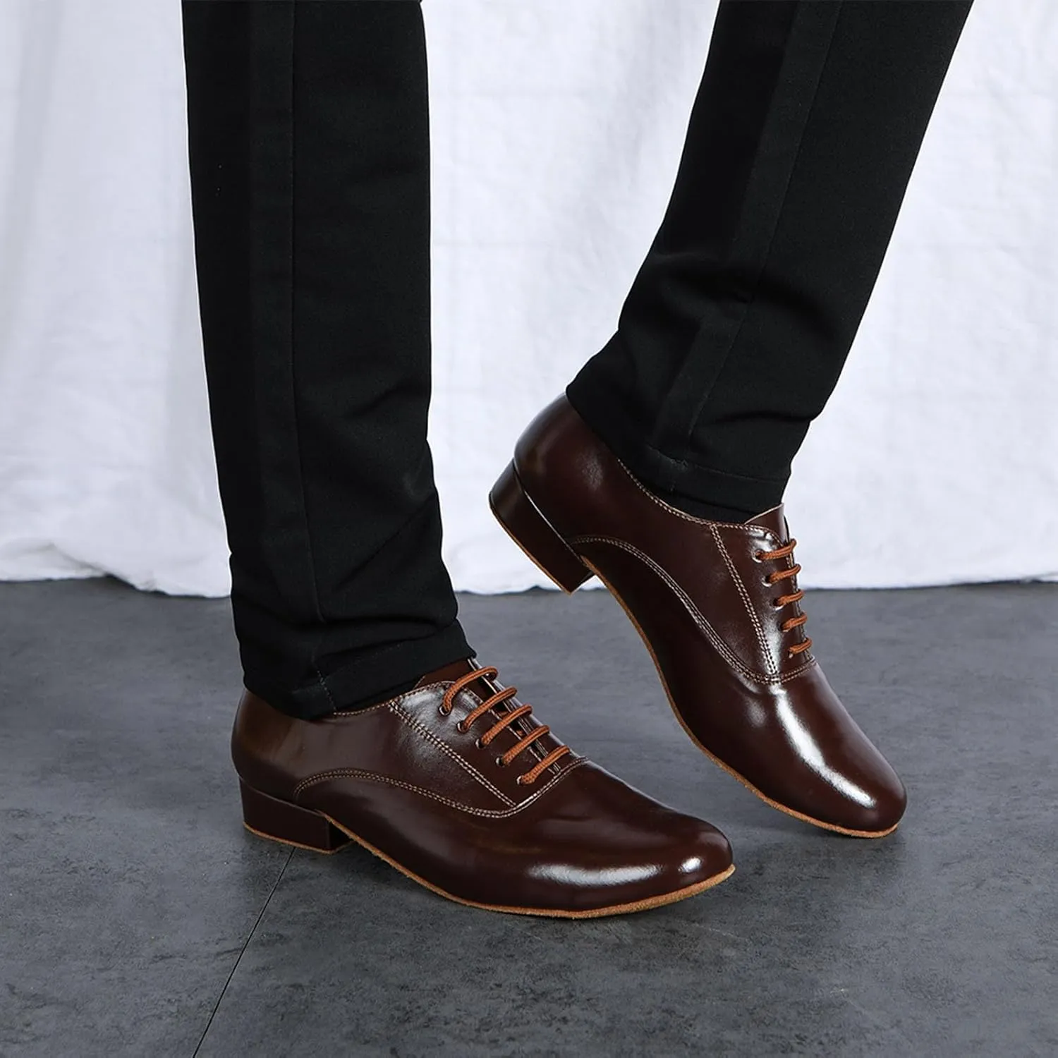 SWDZM Men's Leather Dance Shoes Standard Latin Ballroom Tango Modern Professional Practice Dance Shoes