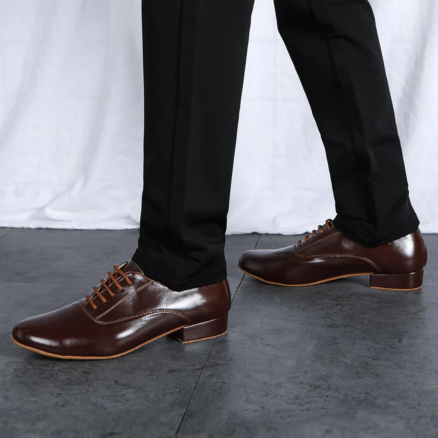 SWDZM Men's Leather Dance Shoes Standard Latin Ballroom Tango Modern Professional Practice Dance Shoes