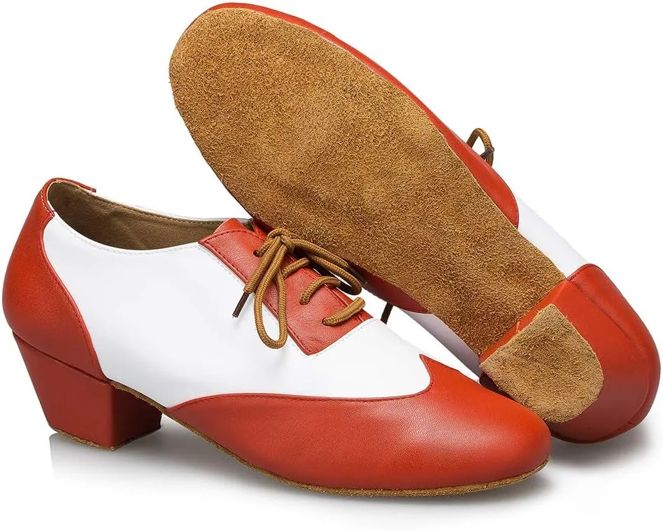 SWDZM Men's Leather Dance Shoes Standard Latin Ballroom Tango Modern Professional Practice Dance Shoes